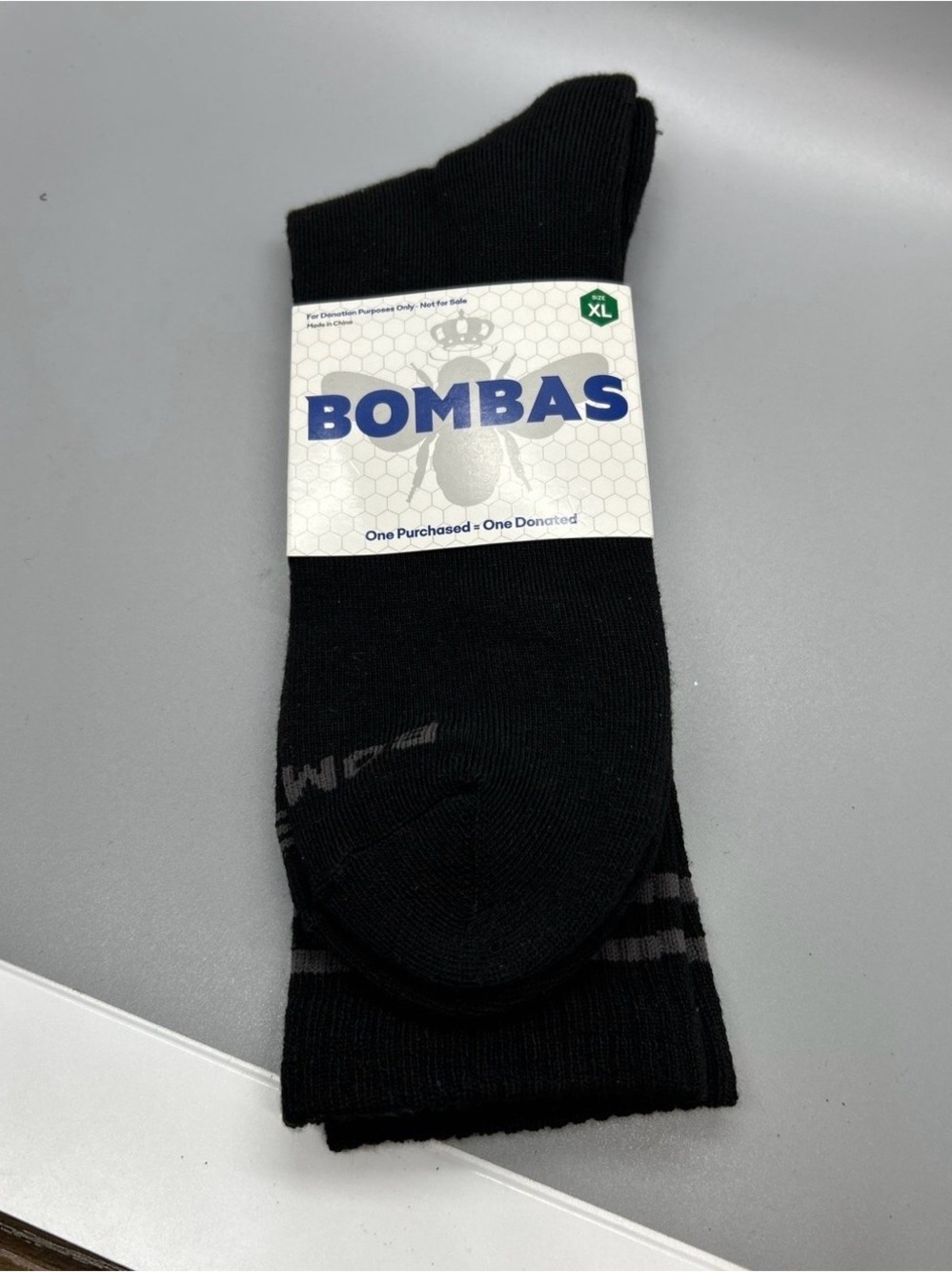 Bombas Men's Crew Socks - Black with Subtle Gray Stripes